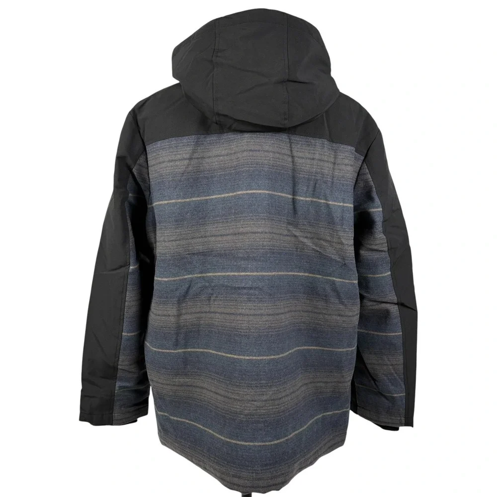Pendleton Hooded‎ Wool Blend Jacket Mens XL Blue Striped Removeable Hood NEW